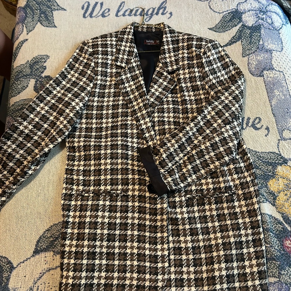Christy Black and White Checkered Blazer